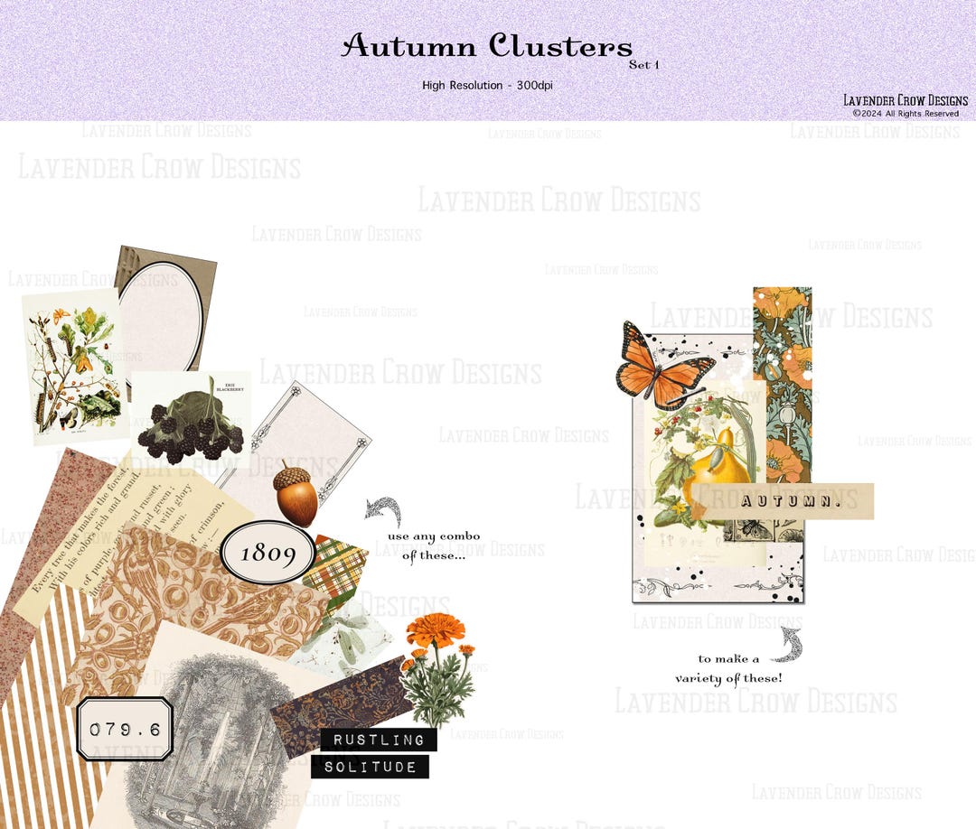 Autumn Clusters for Junk Journals, Vintage Ephemera, Paper Crafting ...