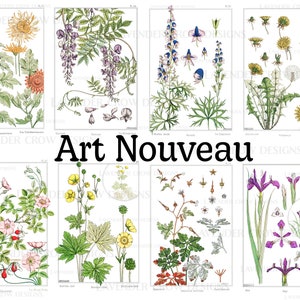 Digital Journal Kit - Art Nouveau Floral Kit - Ink Saving - Printable Kit - Junk Journal Pages - Instant Download - Journal - Planners