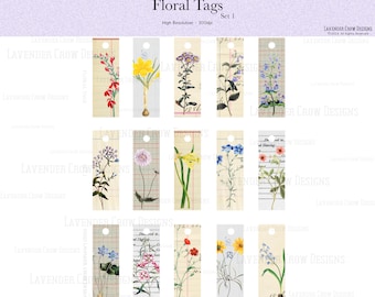 Vintage Floral Ephemera Tags, Printable Junk Journal (Instant Download)