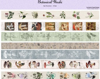 Botanisches Washi Tape, bedruckbare Washi-Streifen, Vintage botanisches Washi