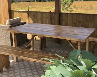 Reclaimed Scaffold Board Garden Table Folding UK