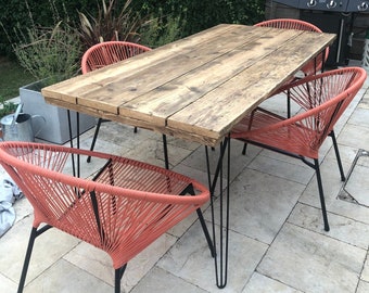 Garden Table - Rustic with Hairpin Legs