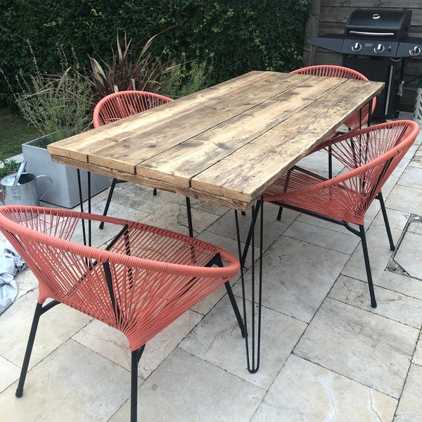 Garden Table - Rustic with Hairpin Legs