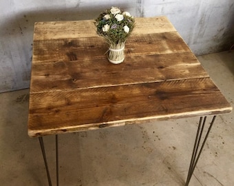 Square Rustic Bistro Table - Industrial Hairpin Legs  Bistro / Cafe / Restaurant Table