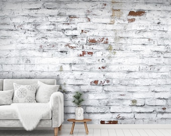 White brick wall mural - 58588267 - Muraledesign.com