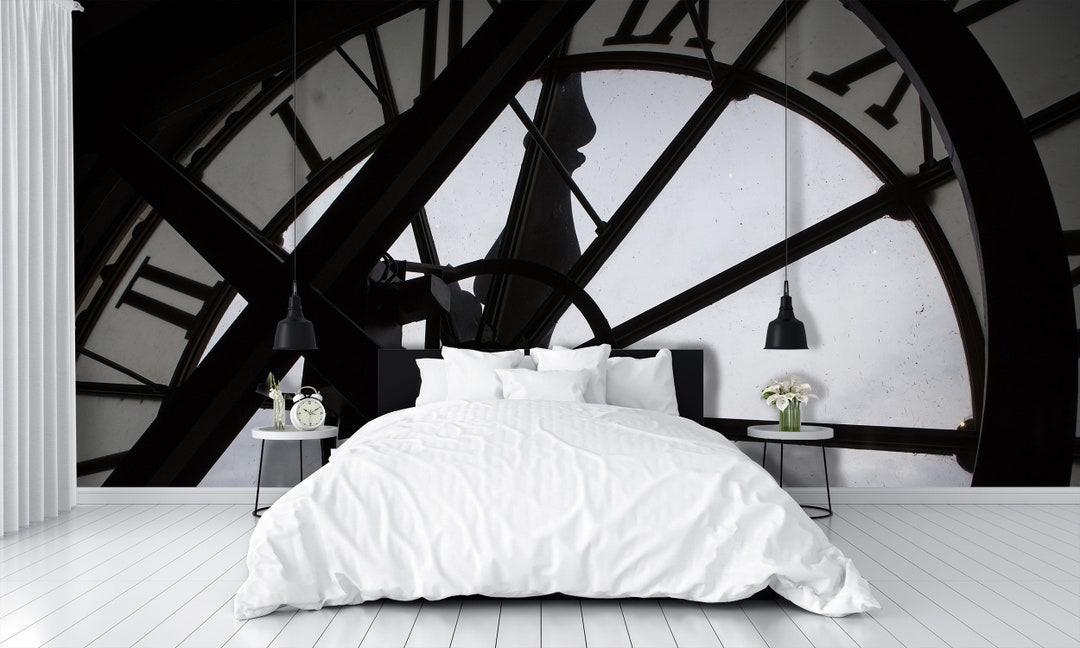 Clock Wall Mural 181516671 Etsy