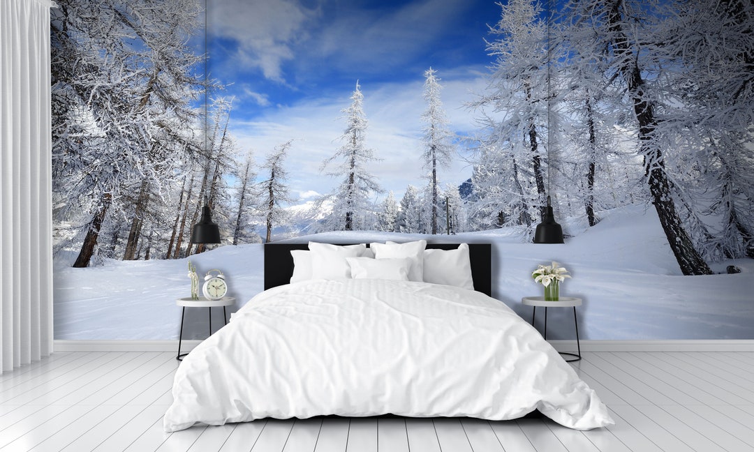 Winter Scene Wall Mural 44934110 Etsy