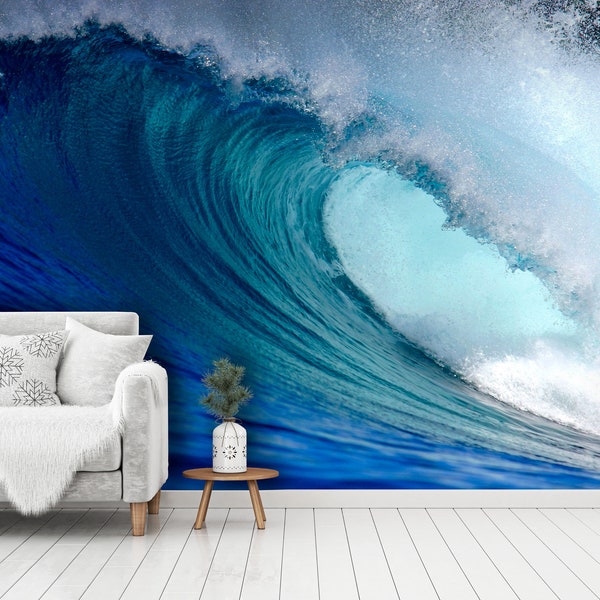 Blue ocean surfing wave wall mural- 83437879- Muraledesign.com