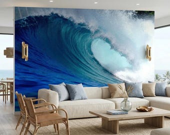 Fotomural de olas de surf en el océano azul - 83437879 - Muraledesign.com