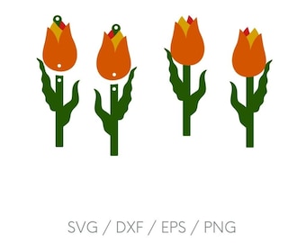 Tulip earrings SVG, Tulip SVG, Floral design earring template for stacked and laser cut earrings