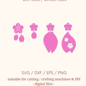 Kirschblüten Ohrring SVG, Sakura Ohrring schneide Dateien für Cricut und Glowforge