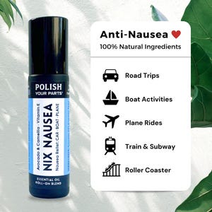 Nausea Nausea Rollerball • Natural Essential Oil Blend for Travel • Peppermint Ginger Fennel • Motion Support Gift