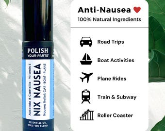 Nausea Nausea Rollerball • Natural Essential Oil Blend for Travel • Peppermint Ginger Fennel • Motion Support Gift