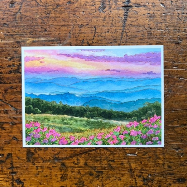 Blue Ridge Rhododendron Landscape Painting 5x7 Print