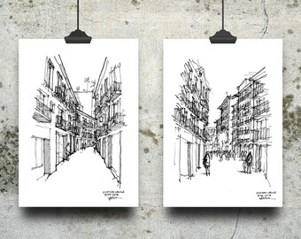 Barcelona Drawing Etsy