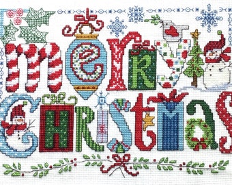 Completed Cross-Stitch Christmas Favorites by Imaginating #3184 Fiber Art Home Decor Wall Decor Christmas Holiday Decoration Merry Christmas