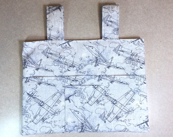 Airplanes! Walker Bag 4 Pockets Cell Phone/Hard Candy Small Front Pocket Cotton Canvas Rollator Walker Bag Walker Caddy