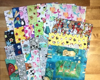Fun Cloth Napkins YOU PICK PATTERNS Set of 5 or 10 Gender Neutral Washable Cotton Napkins 9”x 9” Eco-Friendly Reusable Lunchbox Snack Napkin