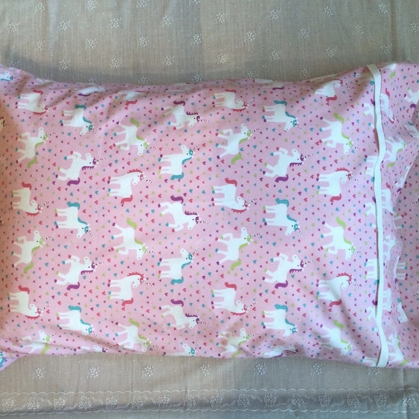 Kid's Fun Pillowcase Colorful Unicorn Ponies on Pink 21.5" x 30.75" Cotton Child Standard Decorative Pillowcase Little Girl Gift