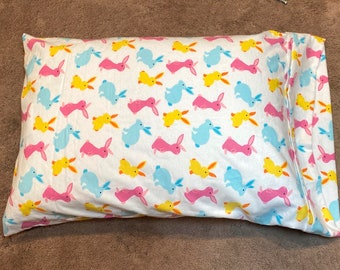 Pillowcase Colorful Bunnies 21”x33” Flannel Kid's Fun Pillowcase Child Standard Decorative Pillowcase Little Girl Gift
