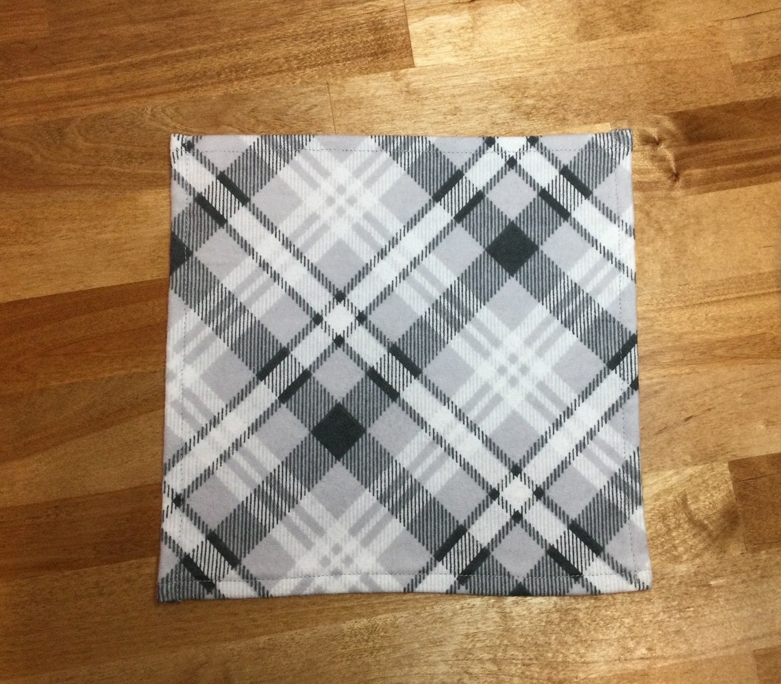 Gray Plaid Cloth Napkins Set of 7 Washable Napkins 8 X 8 Etsy UK