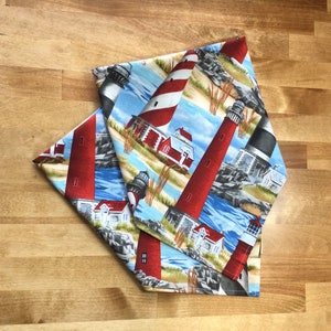 18” x 18” Cloth Napkins Lighthouses Set of 2 Washable Cotton Eco-Friendly Reusable Housewarming Gift Large Dinner Napkins Beach House Decor