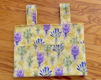 Walker Tote Bag Bunches of Herbs and Flowers 6 Pockets 15"x11" Cotton Small Front Pocket 2 Interior Pockets Rollator Walker Bag Walker Caddy