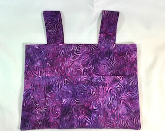 Preciosa bolsa para andar con ruedas Batik color morado, 4 bolsillos frontales de algodón, bolsillo pequeño para teléfono móvil, bolsa para andar con ruedas, carrito para andar, forro de lona