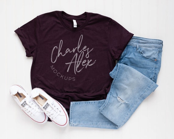 Bella Canvas 3001 Mockup Oxblood Black Shirt Mockup Styled Bella Canvas 3001 Mockup Oxblood Black Shirt Mockup Styled