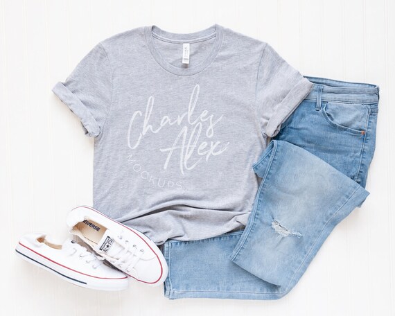 Bella Canvas 3001 Mockup Athletic Heather Shirt Mockup T