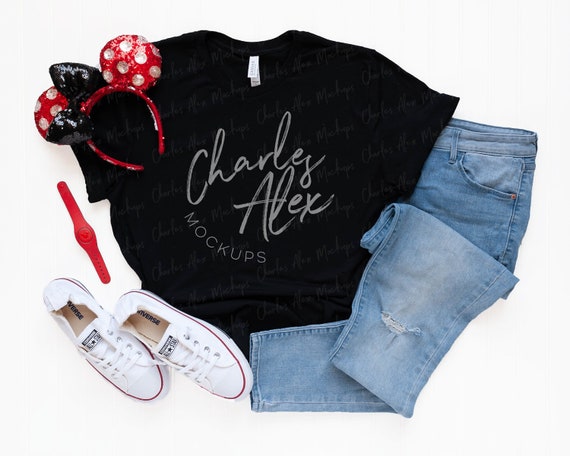 Bella Canvas 3001 Mockup Black Shirt Mockup Disney Shirt