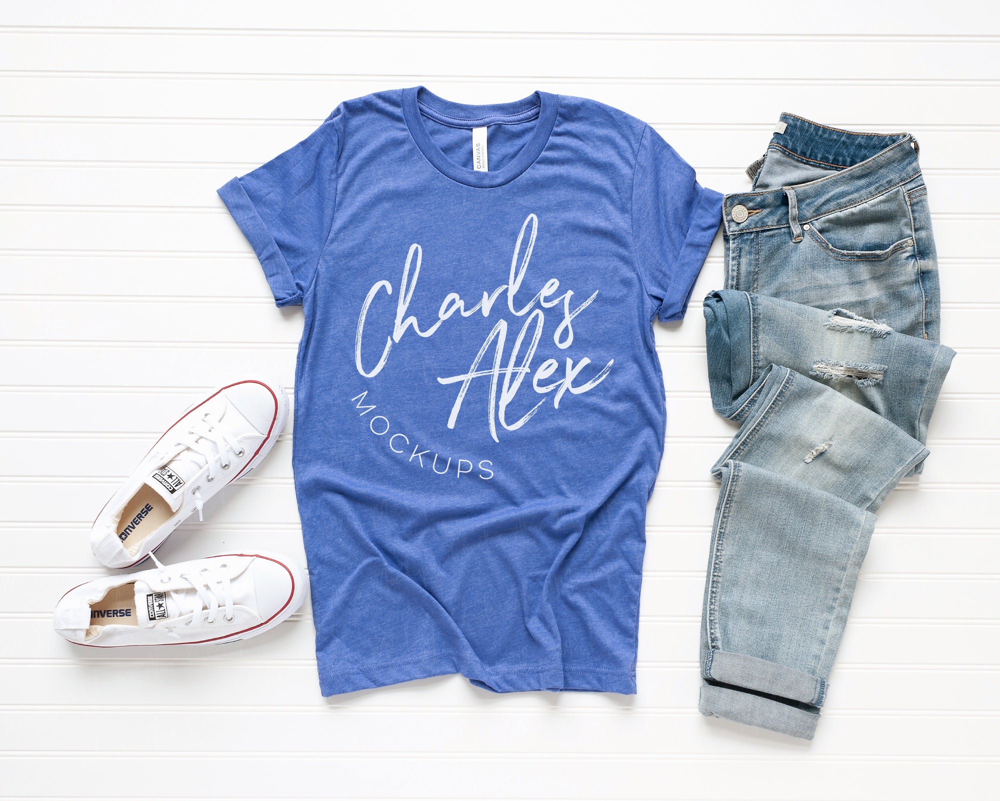 Bella Canvas 3001 Mockup Heather Lapis 