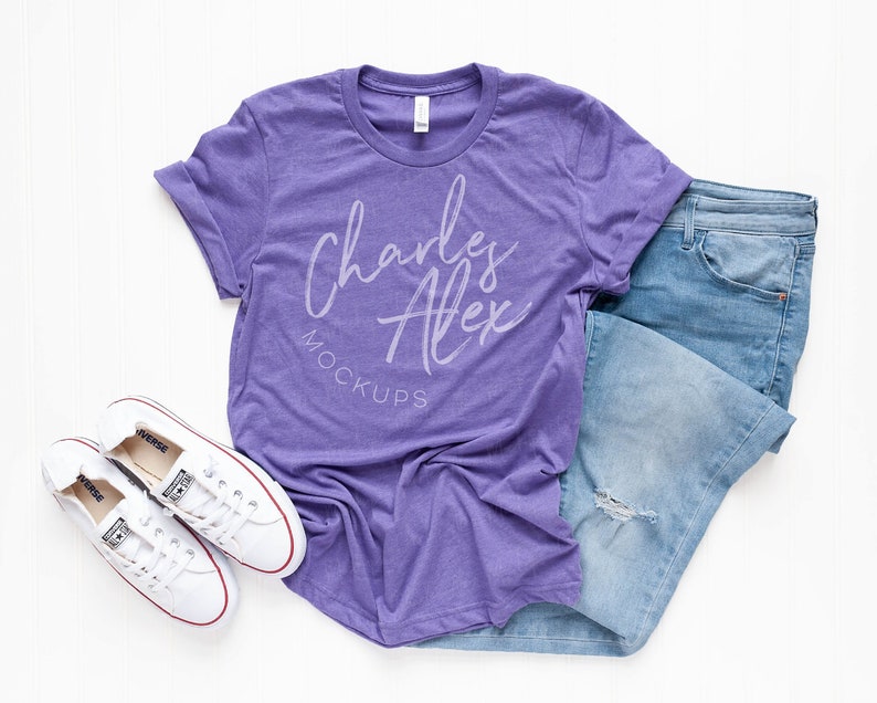 Download Bella Canvas 3001 Mockup Heather Team Purple Shirt Mockup ...