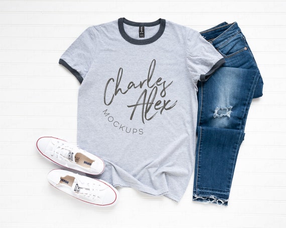 Anvil 988 Mockup Red Ringer Tee Shirt Mockup Styled Shirt Etsy