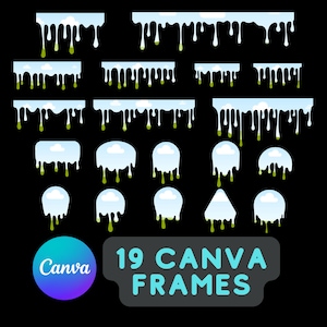 Paint Drips canva frames, Drag And Drop Photo, editable Template, digital download bundle, Slime Templates