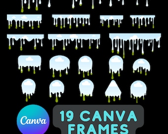 Paint Drips canva frames, Drag And Drop Photo, editable Template, digital download bundle, Slime Templates