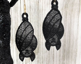 Halloween Bat - Embroidered Halloween Ornament - Black Bat - Spooky Hanging Bat - Halloween Tree Decor - Halloween Gift - Embroidered Bat