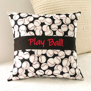 Sports Pillow Cover - Baseball Pillow Cover - Baseball Decor - Gift for Boy - Boy&#39;s Room Pillow Cover - Black, Red, White Pillow