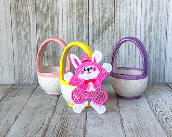 Easter Bunny Ornament - Embroidered Easter Ornament - Easter Rabbit - Easter Tree - Easter Basket Decor - Easter Celebration - Easter Gift