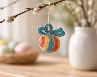 Easter Egg Ornament - Embroidered Easter Ornament - Easter Gift - Easter Tree - Easter Basket Decor - Easter Celebration - Happy Easter