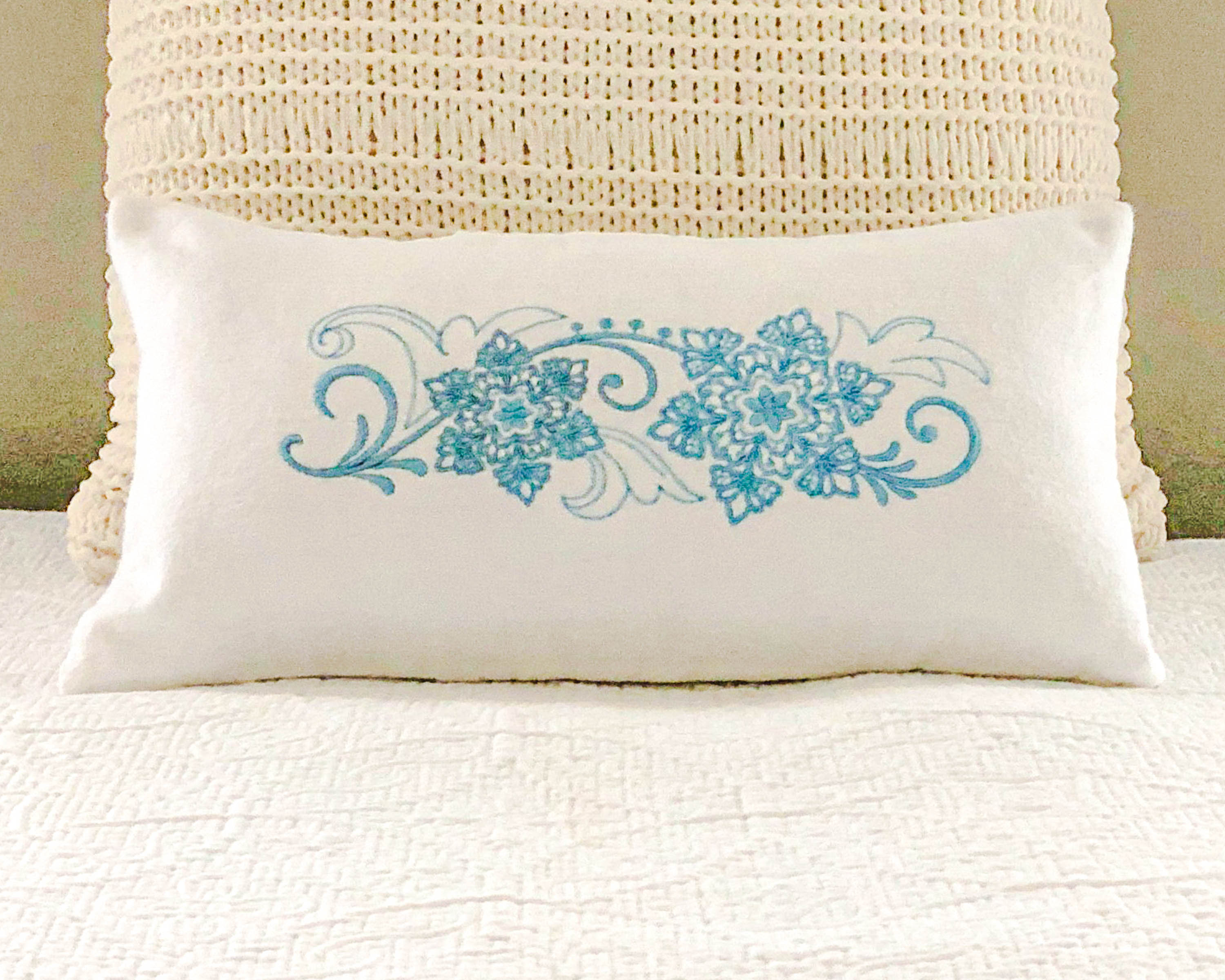 white snowflake pillow