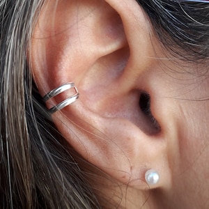 Double Ear cuff, Fake Conch, No Piercing, Sterling Silver Ear Cuff, Minimalist Earrings, Ear Cuff