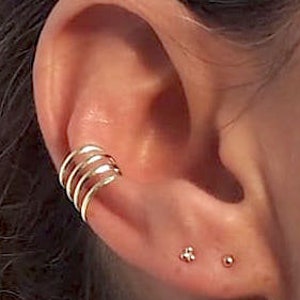 Ear Cuff 4 lines, Earcuff, Ear cuff no piercing, Silver Ear cuff, Gold Ear cuff, Ear cuff Earrings, no piercing earcuff