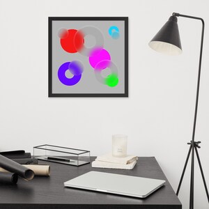 Framed Gray Multicolor Circles