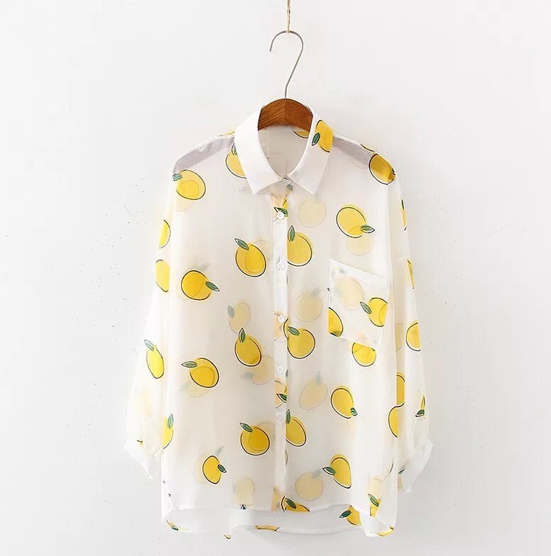 Bluse mit zitronen motiv Clearance