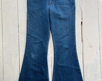 Levi's Vintage Womens High Rise Blue Jeans Flare Bellbottom 27x30 Orange Tab