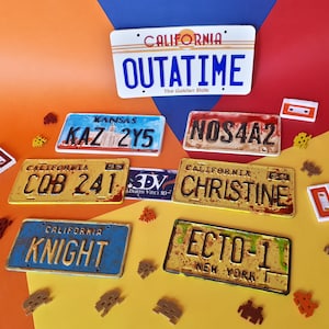 car plates ghostbusters back to the future films christine retro 80s