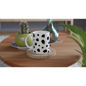 Cow print mug, ceramic mug gift, coffee cup, cow print coffee cup