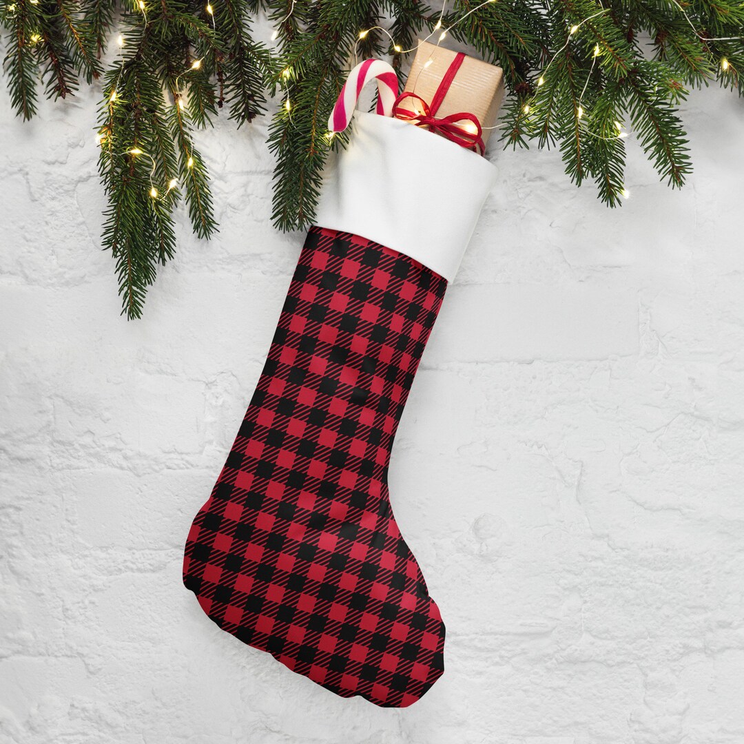 Red Plaid Christmas Stocking Etsy