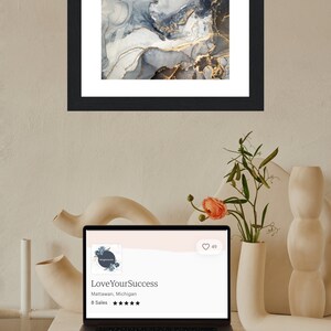 Marble art Poster Wooden Frame, modern art home decor